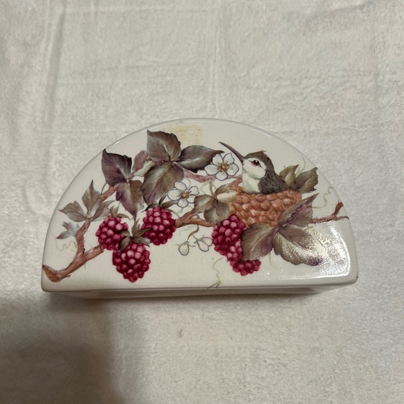 Hummingbird Colorful Ceramic Napkin Holder - Picture 1 of 5